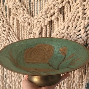 Brass turquoise trinket dish